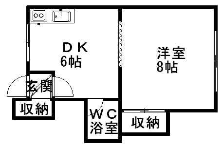 南西ビル(1DK/2階)の間取り写真