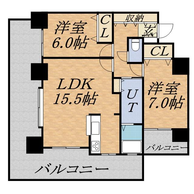クリーンサッポロ医大西(2LDK/5階)の間取り写真