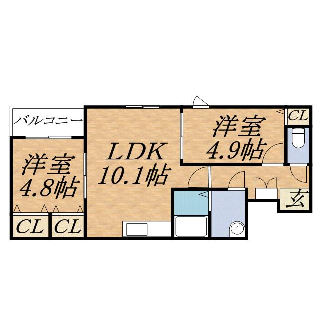 TRE VENTI美術館西(2LDK/4階)の間取り写真