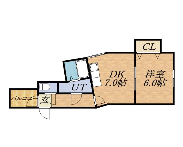 コートロティ大通(1DK/3階)の間取り写真