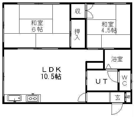 メゾン美樹A(2LDK/1階)の間取り写真