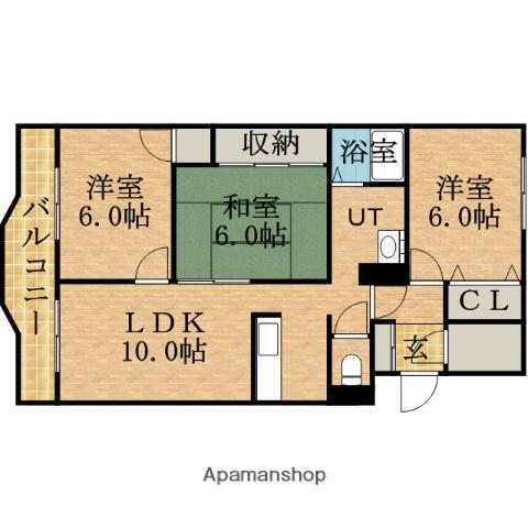 つくしハイツB(3LDK/2階)の間取り写真