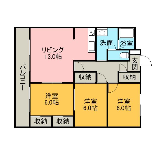 メゾン伏見(3LDK/4階)の間取り写真