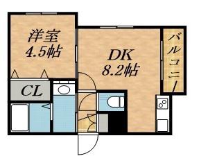 グランディール月寒2-6(1DK/2階)の間取り写真