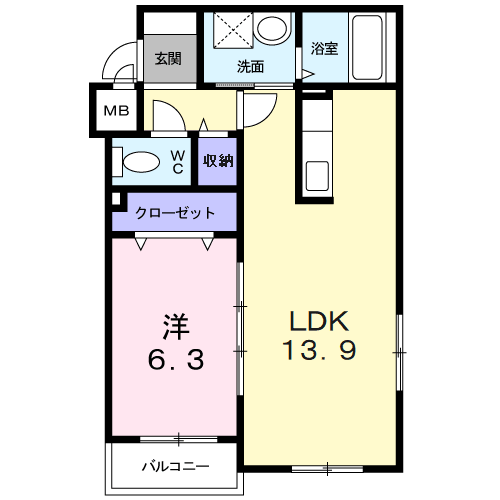 ラパ-チェ山鼻(1LDK/3階)の間取り写真