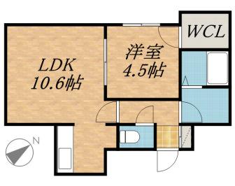 サンテラス西岡(1LDK/2階)の間取り写真