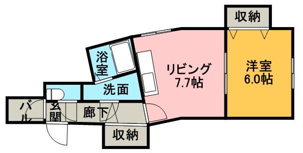 コートロティ大通(1DK/6階)の間取り写真