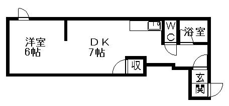 KIRAMECK円山東(1DK/1階)の間取り写真