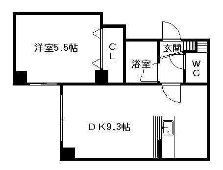 ルナハイツ南8条(1LDK/2階)の間取り写真