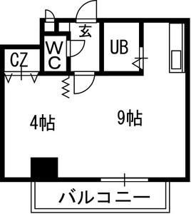 パークヒルズ中央K(1DK/1階)の間取り写真