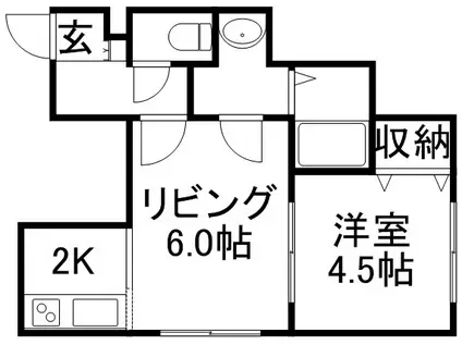 シャイニングスター菊水(1LDK/2階)の間取り写真