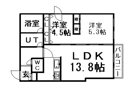 ピュアステージ円山(1LDK/1階)の間取り写真