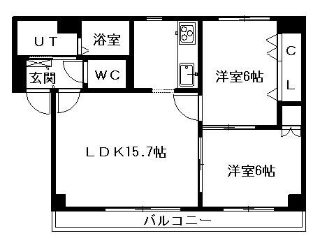 エステラ弐番館(2LDK/2階)の間取り写真