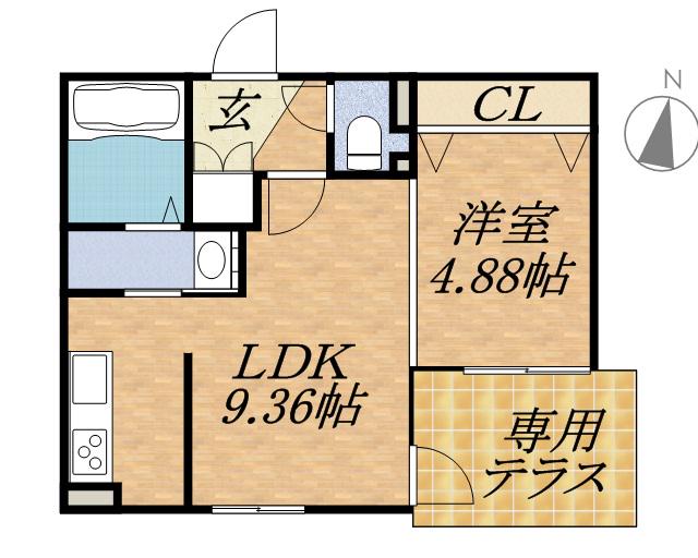 ヴェネーノ円山(1LDK/1階)の間取り写真