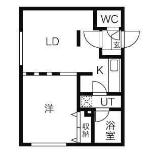 エムプラス山鼻(1LDK/4階)の間取り写真