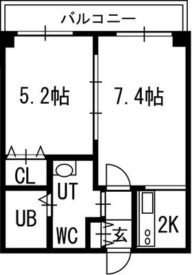 グランカーサ南11条(1DK/4階)の間取り写真