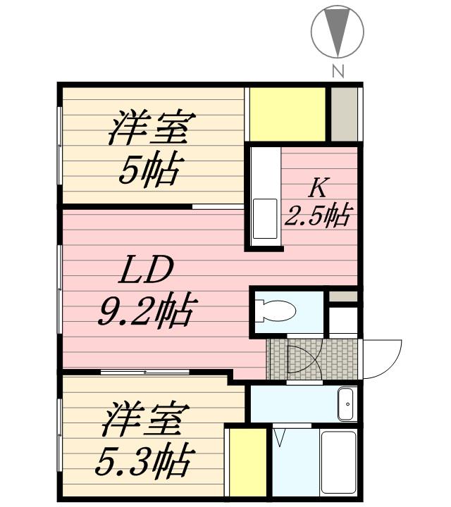 コンフォール平岸(2LDK/2階)の間取り写真