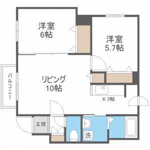 アンジェラスL・A(2LDK/2階)の間取り写真