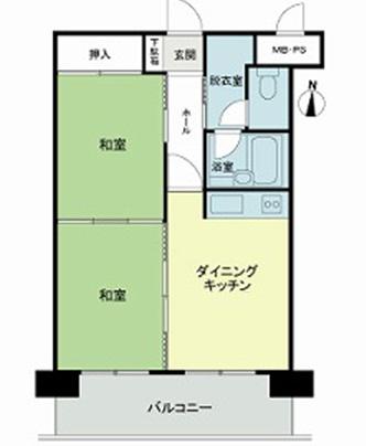ライオンズマンション山鼻12条(2LDK/2階)の間取り写真