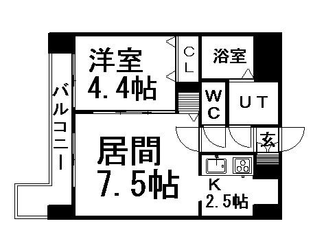 レジディア札幌駅前(1LDK/4階)の間取り写真