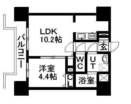 レジディア札幌駅前(1LDK/6階)の間取り写真