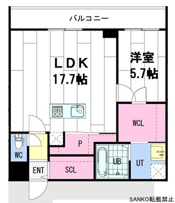 ピオネロ伏見(1LDK/3階)の間取り写真