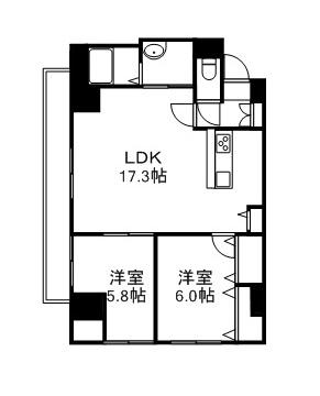 サンコート本郷通ガーデンヒルズ(2LDK/11階)の間取り写真