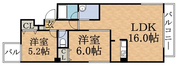 フレックス円山(2LDK/7階)の間取り写真
