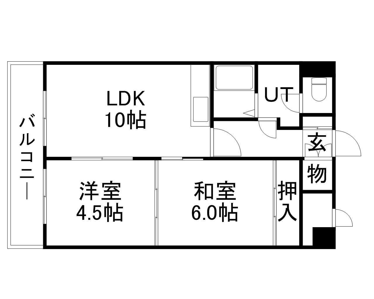 ベルレーヴ山鼻(2LDK/2階)の間取り写真