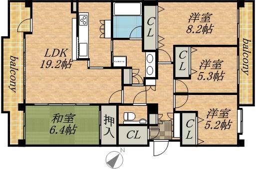 じょうてつドエルアイム伏見神社(4LDK/2階)の間取り写真