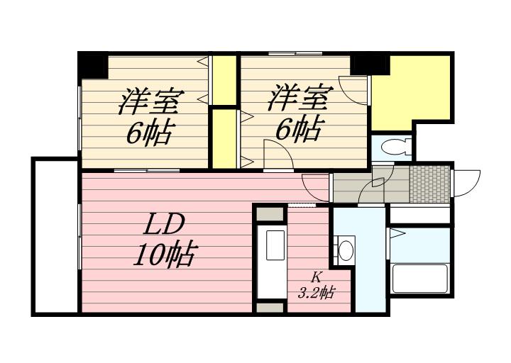 ベイス ランス ウォーター(2LDK/8階)の間取り写真