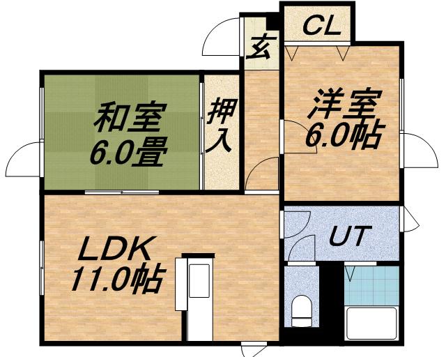 リバティーベル(2LDK/1階)の間取り写真