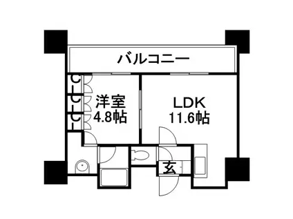 ラフィネタワー札幌南3条(1LDK/23階)の間取り写真