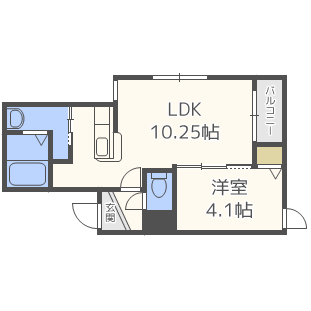 インデックス中の島(1DK/4階)の間取り写真