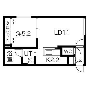 レインボーロード宮の森(1LDK/3階)の間取り写真