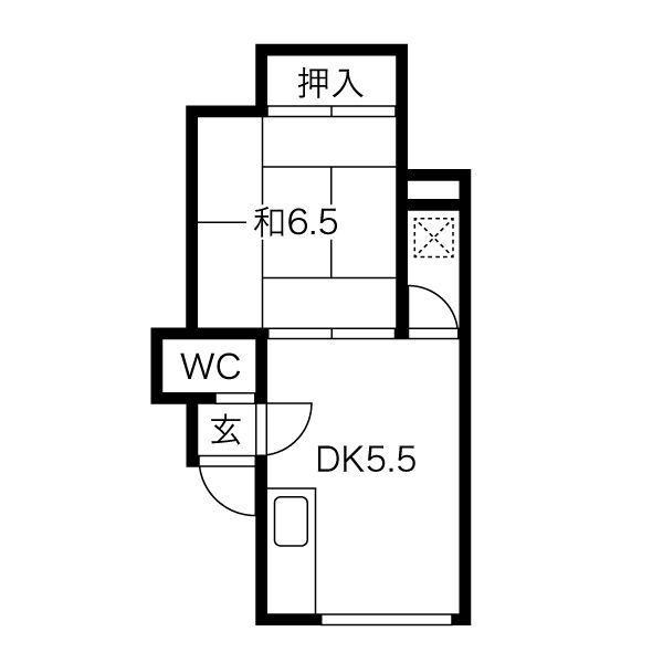こもだハイツ(1DK/2階)の間取り写真