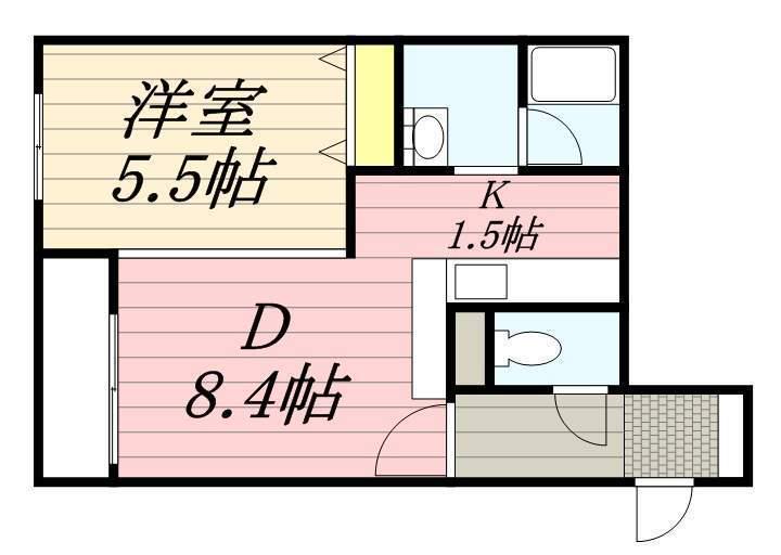 デュバール7(1LDK/1階)の間取り写真