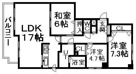 円山北町パークマンションⅡ(3LDK/8階)の間取り写真