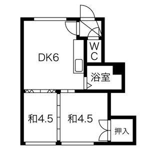 東屯田ハイツ(1DK/1階)の間取り写真