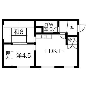 コーポ有岡(2LDK/1階)の間取り写真