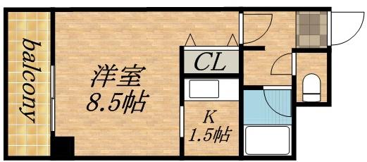 グランシェモア中島公園(ワンルーム/6階)の間取り写真