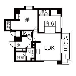 旭山シャトー桂和(2LDK/6階)の間取り写真