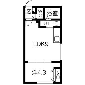 ラフィーネ円山公園・華(1LDK/3階)の間取り写真