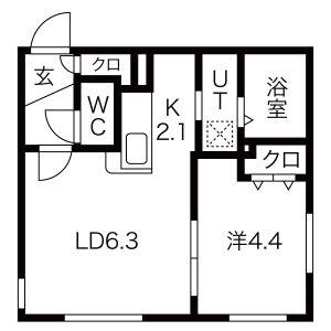 COLORE N15W1(1LDK/1階)の間取り写真