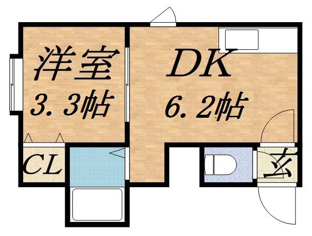 フローレス円山(1DK/2階)の間取り写真