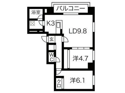 MARUKOH MS NO.2(2LDK/8階)の間取り写真