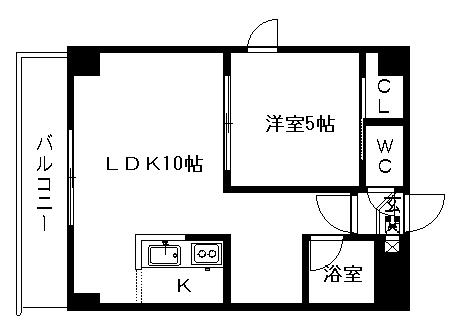 ドエル札幌南6条2(1LDK/8階)の間取り写真