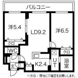 平岸RIVERSIDE(2LDK/4階)の間取り写真