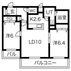 シャトーアネックス(2LDK/3階)の間取り写真