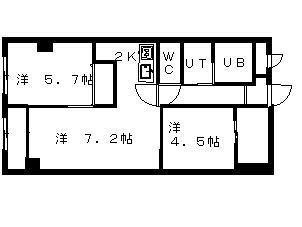 フレール山の手(2DK/2階)の間取り写真